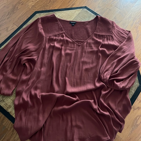 NWOT Torrid burnt orange polyester blouse size 5 (28) - Picture 10 of 11